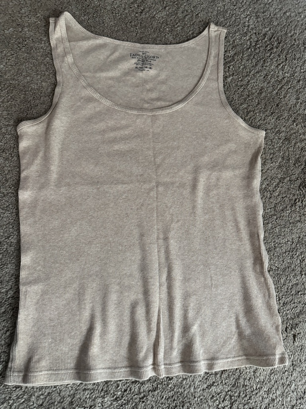 Faded Glory Women's Light Cream Ribbed Tank
